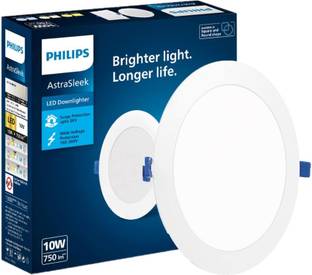 PHILIPS Astra Sleek 10-watt Round Recessed LED Downlighter Cut Out: 4 inch Cool Day, 1Pc Ceiling Light Ceiling Lamp