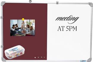 APBOARDS Signature Combination Board–Smooth Whiteboard & PinBoard,For Home,School&Office Cork, Dryerase Bulletin Board
