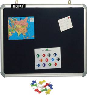 Techfab 2x2 Ft. Notice/Display Board High Resilience Foam Fabric with (20 Push Pins) Cork Bulletin Board