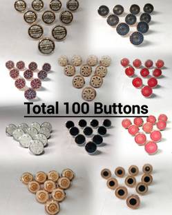 Buttoncorner Multicolor Designer Buttons,10 Unique Designs for Kurta & More Acrylic Buttons