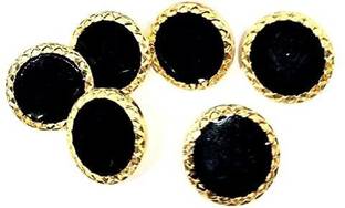 REENA Black Ring 6 pc Fancy Synthetic Resin PVC Material Button Designer Buttons for Coats Shirts Blazers Black Gold(Black Ring 6 pc) Metal Buttons