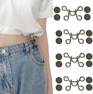 ELEPHANTBOAT 4 Pcs Adjustable Waist Buckle Set Jeans Extender Waist Button for Pants Metal Buttons