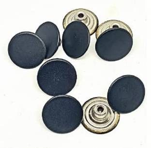 REENA Big 20mm Plain Matt Black 10pc Jeans Button Pack of 10 No Sew Jeans Tack Buttons Metal Buttons
