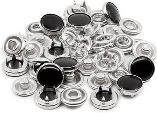 uniquemart Black Stone Pearl Ring Cap Grip Prong Metal Snaps Button (100Sets-400pc) Metal Buttons