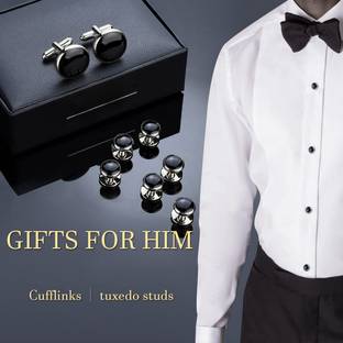 VAMA Silver Plated Classic Black Cufflinks Formal Shirt Coat Tuxedo Studs Buttons Metal Buttons