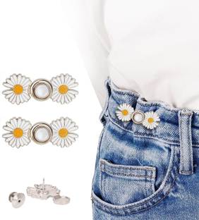 CUZWAVE Adjustable Waist Buckle for Pants,Double flower waist pins Pack Of 2 Brooch