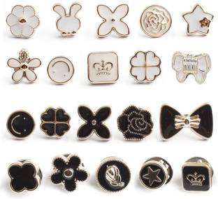 TREXEE Different Design Brooch Pin for Women Cover Up Button Mini Saftey Brooch Pin Pearls Buttons