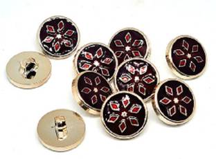 REENA Red Gold Carving Designer Fancy PVC Material Button for Coats Shirts Blazers Metal Buttons