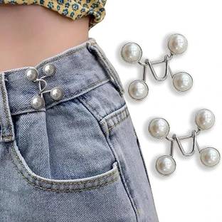 VOIISH Jeans Button for Pants Tighten Waist Size No Sew Instant Adjustable Metal Buttons
