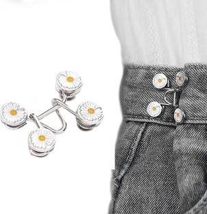 Adbee Flower Shape Jeans Tightening Clips Waist Tightener Instant Clips for Loose Jean Metal Buttons
