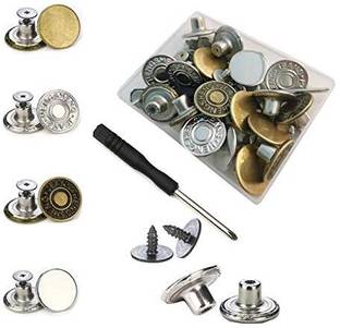 Kliznil 20 pcs Detachable Buttons for Jeans, Instant Pants Waist Button Pins Metal, Brass Buttons