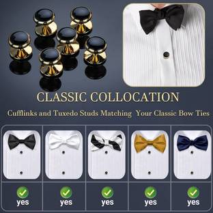 THANU'S CRAFT Gold Plated Black Stone Formal Shirt Tuxedo Studs Button Cufflinks Kurta Buttons Metal Buttons