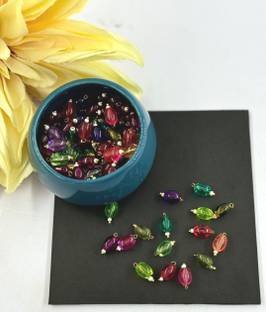 BeadsAndCraft Oval Glass Hanging Beads 8mm for Jewelry Making/Embroidery (100 Pc) (Multicolor)