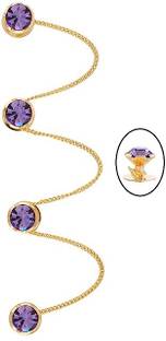 THANU'S CRAFT Cufflinks Gold Plated Purple Stone Kurta Button Stud With Chain for Men & Women Crystal Buttons