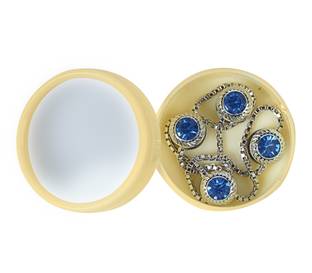 PGen Silver Plated Designer Pop Royal Blue Gemstone Traditional Ethnic Festive Kurta Metal Buttons