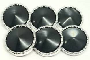REENA Black Silver Ring Design Fancy Designer Buttons for Coats Shirts Blazer Set of 6 Metal Buttons