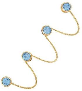THANU'S CRAFT Gold Plated Blue Stone Kurta Button Studs Cufflinks with Chain for Men and Women Crystal Buttons