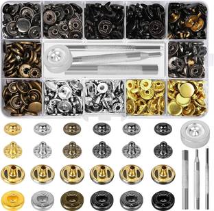 PALAY 120 Sets Metal Snap Button and Tools Set, 6 Color 12.5mm Button Snaps Press Metal Buttons