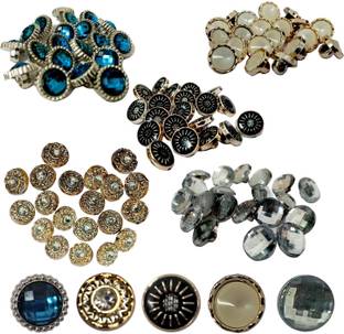Aakriti 5 Styles Fancy Button for Boutique Tailoring Clothes 18 Line 11.5mm (Each 20pcs) Plastic Buttons