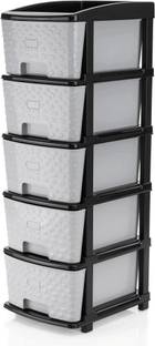 PALAK 5 Plastic Modular Transparent Drawer System for Home, Office, Hospital, Parlor Plastic Free Standing Chest of Drawers