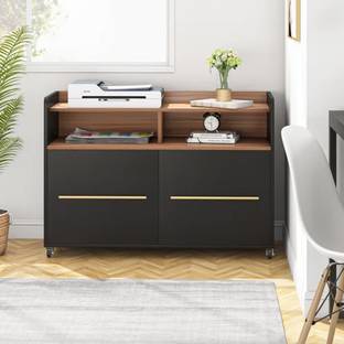 MONTAGE Wooden Home Office Storage Cabinet with Movable Wheels Engineered Wood Free Standing Cabinet