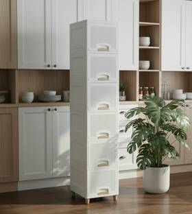 MAXTID 6 Layer White Cabinet Plastic Free Standing Cabinet