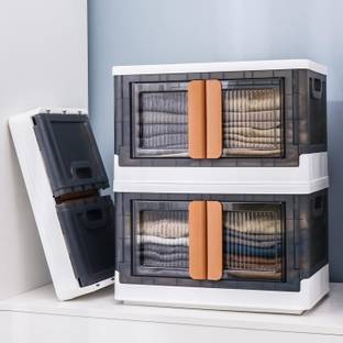 Vittamix 2 Units Multipurpose Folding Cabinet Storage Organizer Box (2XL) Plastic Free Standing Chest of Drawers