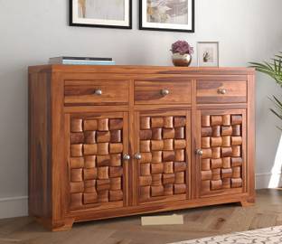 Rajasthali Wood Decor Sheesham Wood Cupbord, 3 Door Wardrobe, Almirah For Living Room & Home Solid Wood Cupboard