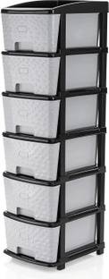 PALAK 6 Plastic Modular Transparent Drawer System for Home, Office, Hospital, Parlor Plastic Free Standing Chest of Drawers
