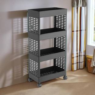 jondy 4 Layer-Tier Plastic Modular Fruits & Vegetable Trolley Plastic Free Standing Chest of Drawers