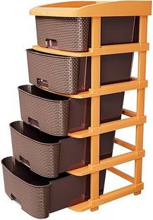 Flipkart SmartBuy 5-Tier Plastic Storage Cabinet Modular Plastic Drawer for Home/Office/Hospital Plastic Kitchen Trolley