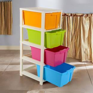 JKCLUB 4 Layer Multipurpose Modular Drawer System for Home, Office Foldable Organizer Plastic Free Standing Chest of Drawers