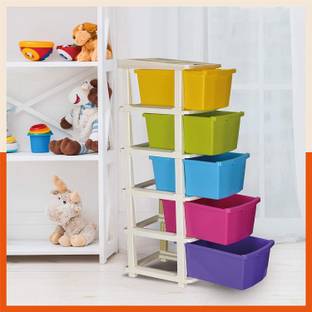 Floe 5 xl Plastic Multipurpose Storage Modular Drawer with Large Space Plastic Free Standing Chest of Drawers