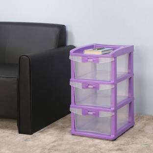Nilkamal Chests of 3 Drawers CHTR23NT MultiPurpose wheel Storage , Kids & Home Essentials Plastic Free Standing Chest of Drawers