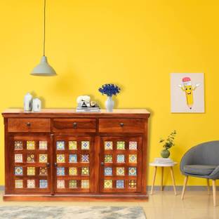 MoonWooden solid Sheesham Wood Sideboard With Door & Drawer Storage For Bedroom & Storage Solid Wood Free Standing Sideboard