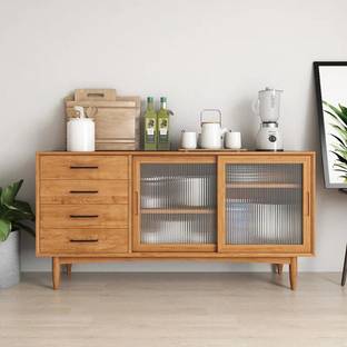 NG Decor Sideboard Buffet with 2 Glass Doors & 4 Drawers & 1 Shelf in Small Engineered Wood Free Standing Sideboard