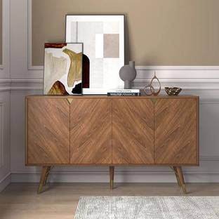 NG Decor 63" Sideboard Buffet 4-Door Kitchen Cabinet Adjustable Shelves Engineered Wood Free Standing Sideboard