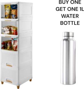 DND POLYMER 5 Layer Multi-Purpose Foldable Cabinet Drawer Modular Kitchen Storage Organizer Plastic Free Standing Cabinet