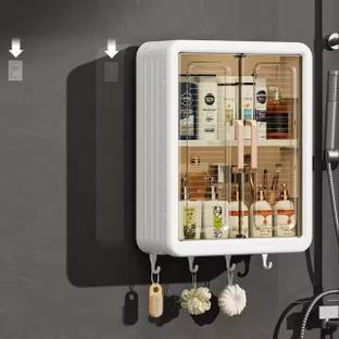 AQUATIDE Plastic Wall Mounted Storage Cabinet for Kitchen | Black & White Plastic Wall Mount Cabinet