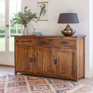 TRUE FURNITURE Rosewood (Sheesham) Solid Wood Free Standing Sideboard