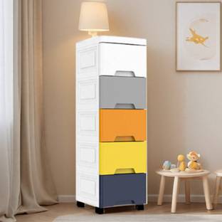 KUBER INDUSTRIES Thin Plastic 5-Layer Multi Storage Drawer Organizer | Multicolor Plastic Free Standing Chest of Drawers