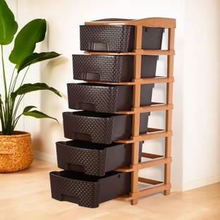 ALCY 6 Layer Plastic Modular Drawer Organizer Plastic Free Standing Plastic Free Standing Chest of Drawers
