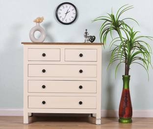 Woodefly Woodefly Solid Mango Wood Wide Chest of Drawer- 5 Drawers Solid Wood Free Standing Chest of Drawers