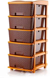 Flipkart SmartBuy 5 Plastic Modular Drawer System for Home, Office, Hospital, Parlor Plastic Free Standing Chest of Drawers