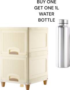 DND POLYMER 2 Layer Multi-Purpose Foldable Cabinet Drawer Modular Kitchen Storage Organizer Plastic Free Standing Cabinet