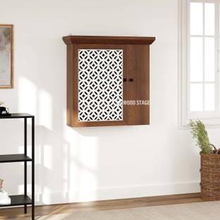 WOODSTAGE Solid Mango Wood Floating Wall Mounted Shelf Rack Cabinet Storage For Home/Halls Solid Wood Wall Mount Cabinet