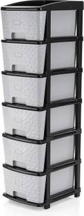 VM BOND 6-XL Drawer Multipurpose Plastic Modular Home, Office, Parlor, School, Doctors Plastic Free Standing Chest of Drawers