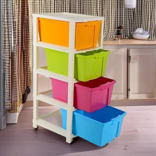 EVERSUN 4 Layer Plastic Free Standing Chest of Drawers