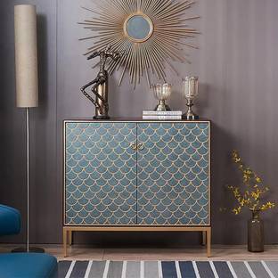 NG Decor Modern Cabinet Scale Patterned Sideboard Buffet with Doors & Shelves in Small Engineered Wood Free Standing Sideboard