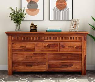Krishna Wood Decor Solid Sheesham Wood Chest Of Drawer For Living Room/ Storage || Solid Wood Free Standing Sideboard